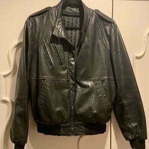 Men’s black leather jacket